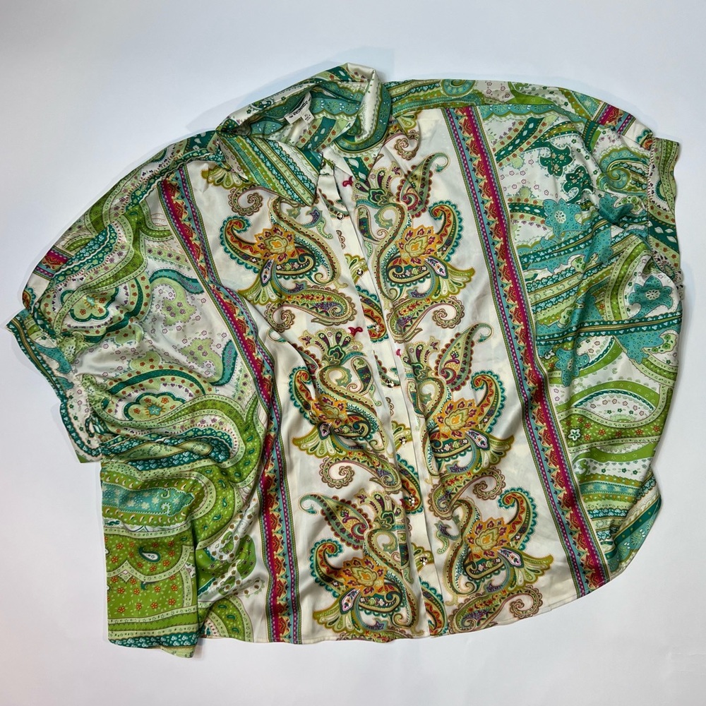 NWT eesome patterned oversized button down blouse